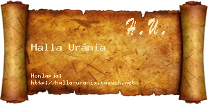 Halla Uránia névjegykártya